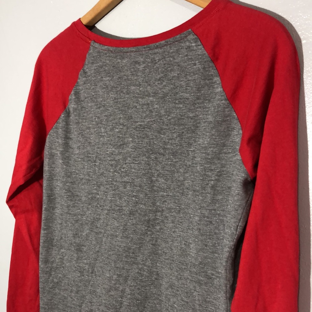 “Naughty, Nice, No Comment” Women’s Grey and Red Baseball Tee size M Christmas - Picture 11 of 12